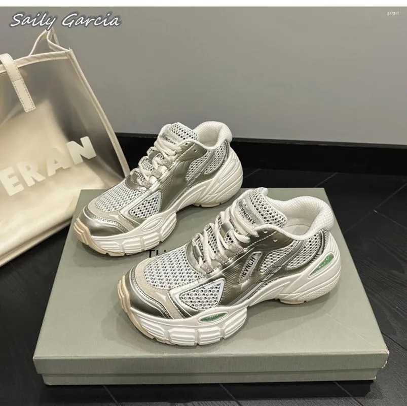 Lässige Schuhe Luft Mesh gemischte Farbe Schnürung vulkanisiert 2024 Fashion Ins Street POFORY STYLE ROUND ZAHE CHUNKY SEL SPORT