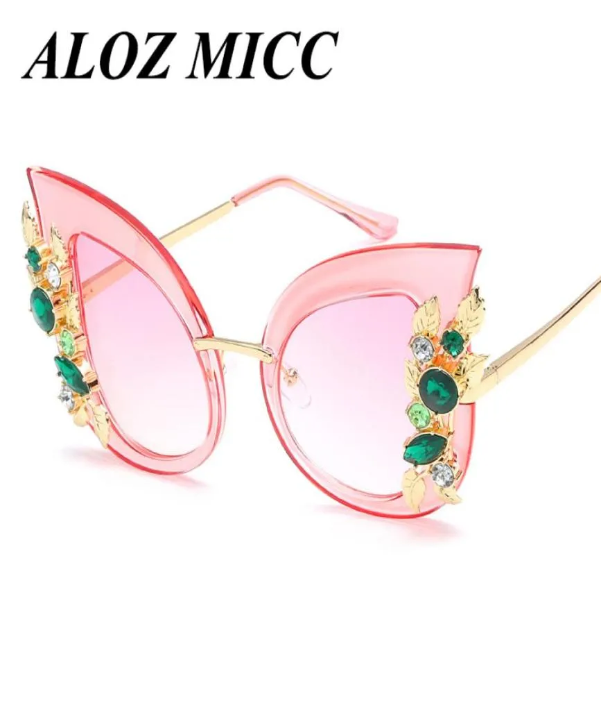 ALOZ MICC Brand Designer Sunglasses For Women Cat Eye Sunglasses Oversized Embellished Frame Glasses Female UV400 A24294470