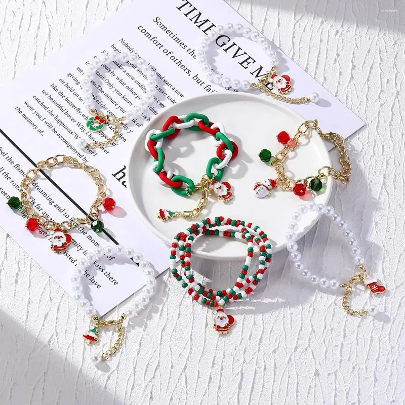 Braccialetti di fascino ad alta quantità Accessori per braccialetti natalizi europei e americani perle all'ingrosso di cristalli set