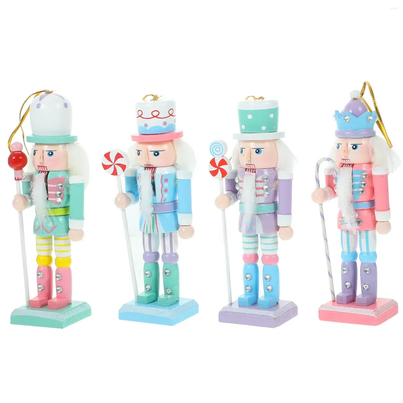 Figurines décoratines Christmas Nardcacker Décorations de bureau de bureau Ornement Ornement Household Hanging Wood Nardcrackers Craft