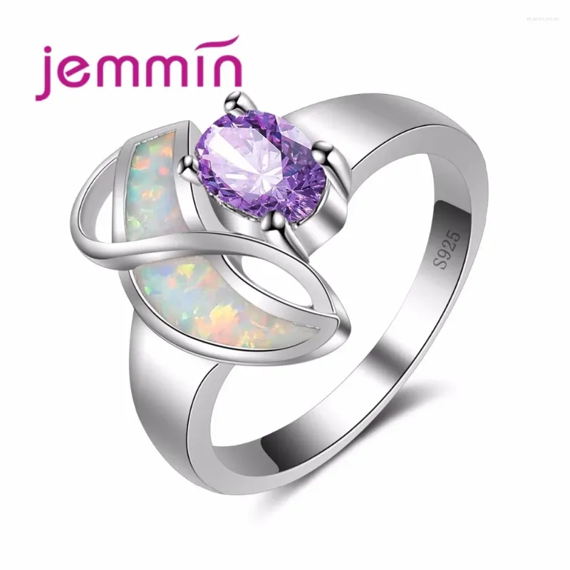 Cluster Rings Arrival Unique Geometic Cross Ring Multicolor 925 Sterling Silver Jewelry For Women Wedding Fashion Rainbow Opal