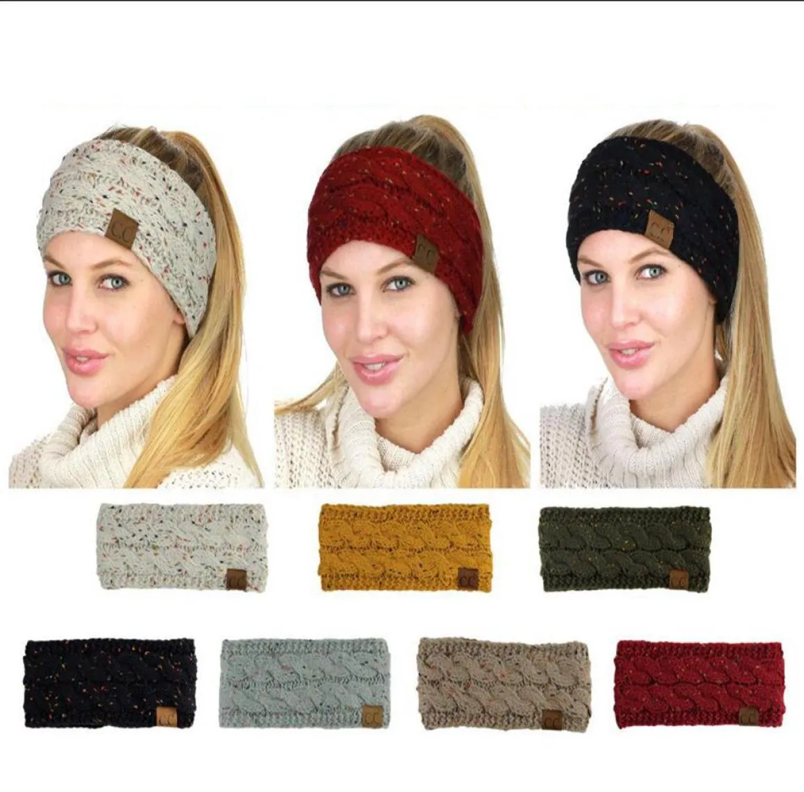 CC Head Band 7 Farben farbenfrohe Konfetti -Kabel -Strick -Ohrwärmer -Kopfpackungs -Ohrklapphaarband Kopfbedeckung LJJO45311525594