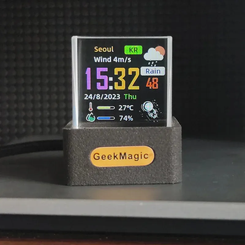 GeekMagic Crystal Holographic Smart Weather Station With GIF Animations