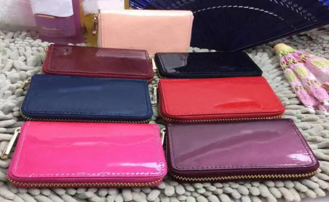 DesignerPatent Leather Shinny短い財布ファッション高品質のオリジナルボックスコイン財布女性デザイナーウォレットクラシックZipper Pock9932391