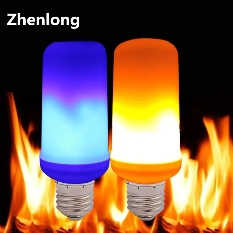 Blue Fire E27 LED Flame Effect Fire Light Bulb Creative Lights Blue Flickering Atmosphere Halloween Christmas Decorative Lamp