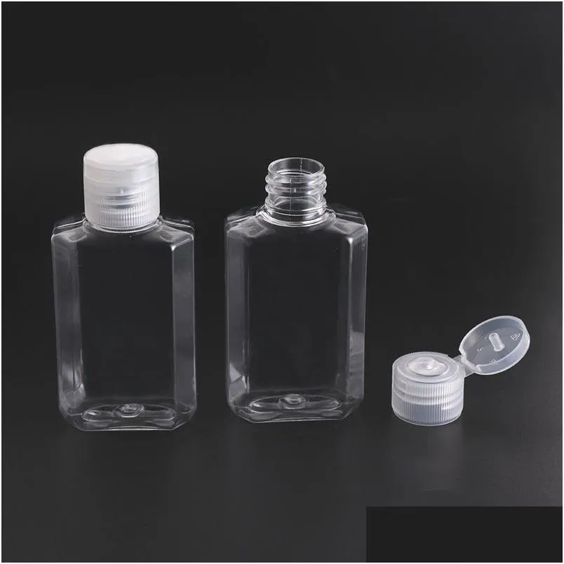 梱包ボトル卸売透明なプラスチックの空のボトル30ml 60ml補充可能なトラベルコンテナシャンプーリキッドローション用キャップ付き化粧品dhslw