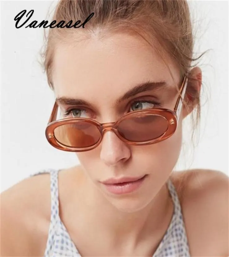 Vaneasel Oval Solglasögon Kvinnor Vintage Retro Round Frame White Mens Sun Glasses Female Hip Hop Clear Glasses UV4007919725