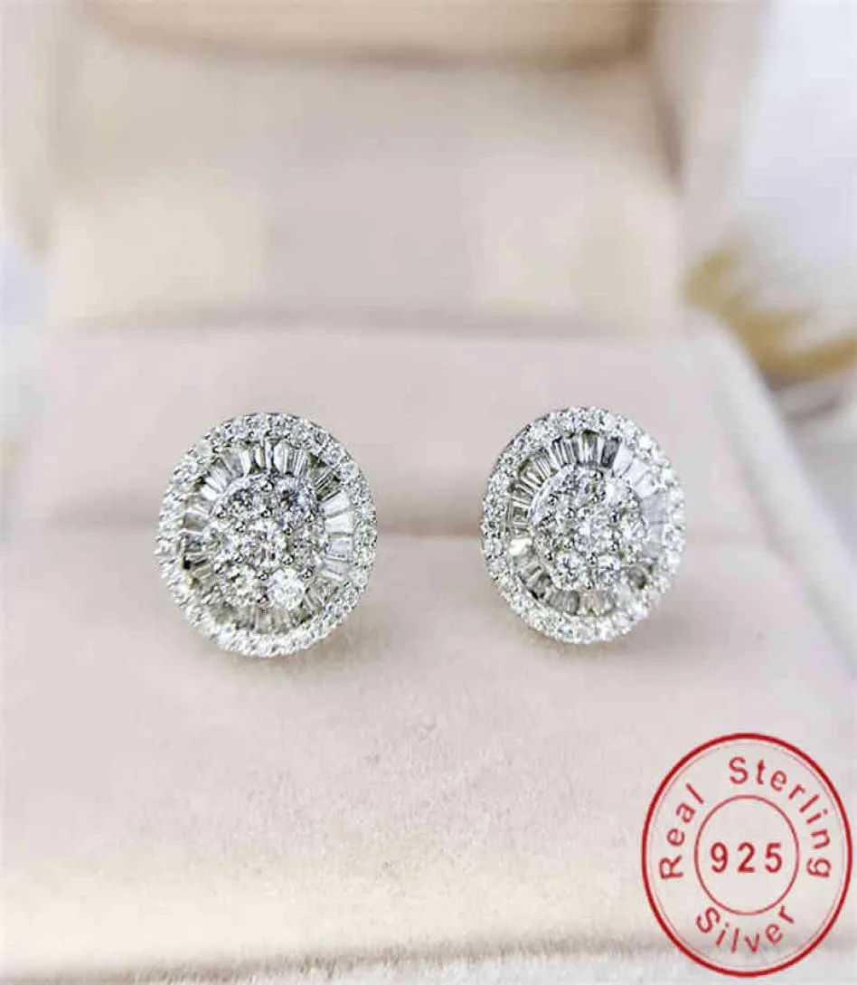 Charme 18k Gold Lab Diamond Stud Orear Bringe Real 925 Boucles d'oreilles de mariage en argent sterling pour femmes Gift7540332