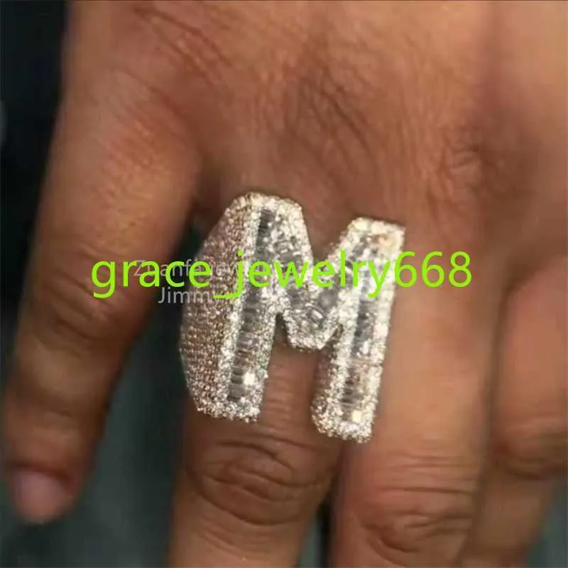 Gioielli designer personalizzati personalizzati hiphop di lusso personalizzato completamente ghiacciato vvs baguette moissanite diamond Men anelli