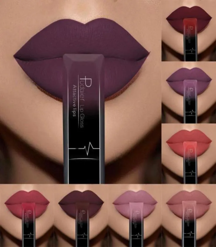 Pudaier Waterproof Liquid Lip Gloss Metallic Matte Lipstick för läppar Makeup Långvarig naken Glansig lipgloss kosmetisk sexig batom2544700