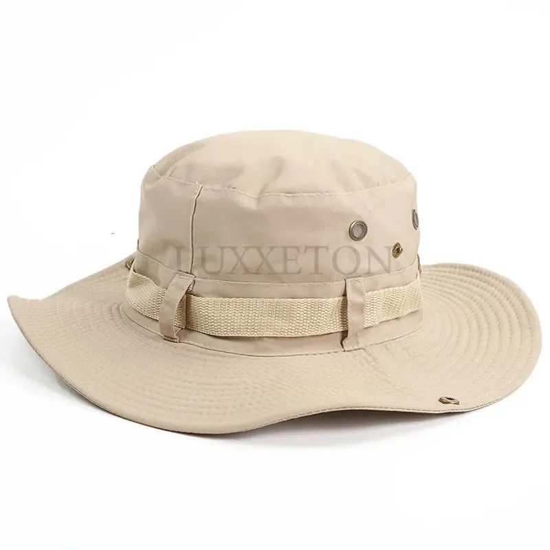 Cappello da secchio mimetico cappello militare di boonie cappello camo camo pieghevole suncap sport sports boss da sole donna che pesca i cappelli da caccia alle escursioni 240415