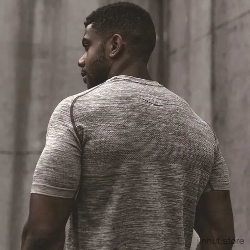 T-shirts masculins pour hommes sports de gymnase coulant à manches courtes t-shirt fitness tee stringer bodybuilding muscle tops