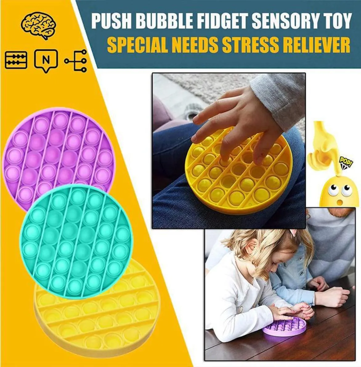 DHL Ship New Push Toy Sensory Autism Relief Stress Special Needs Classroom Squeeze silenziosa Toy7820001