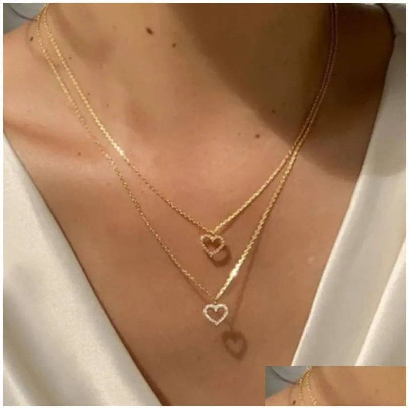 Hanger kettingen trendy mtilayer hart vlinder ketting voor vrouwen mode goud sier kleur geometrische ketting kraag sieraden cadeau dro dhcij