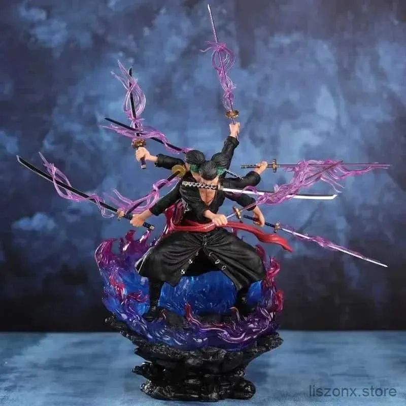 액션 장난감 그림 24cm PVC 원 조각 인물 Roronoa Zoro 애니메이션 인물 Wano Onigashima 9 검 스타일 액션 피아린 동상 모형 장난감 선물