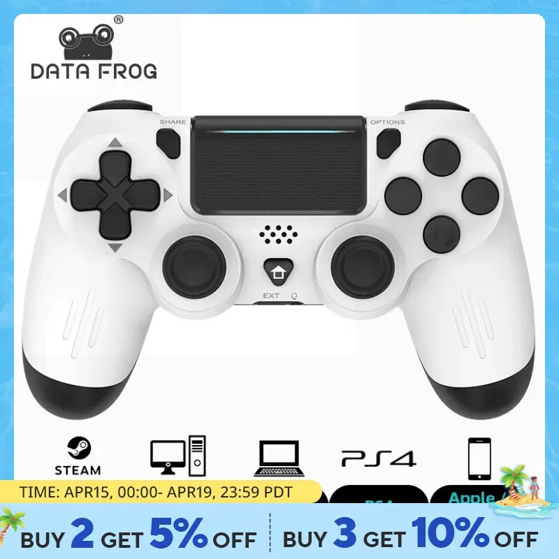 Myse Data Frog Bluetooth Compatybilny kontroler gier PS4/Slim/Pro bezprzewodowy gamepad na PC Podwójne wibracje joystick na iOS/Android