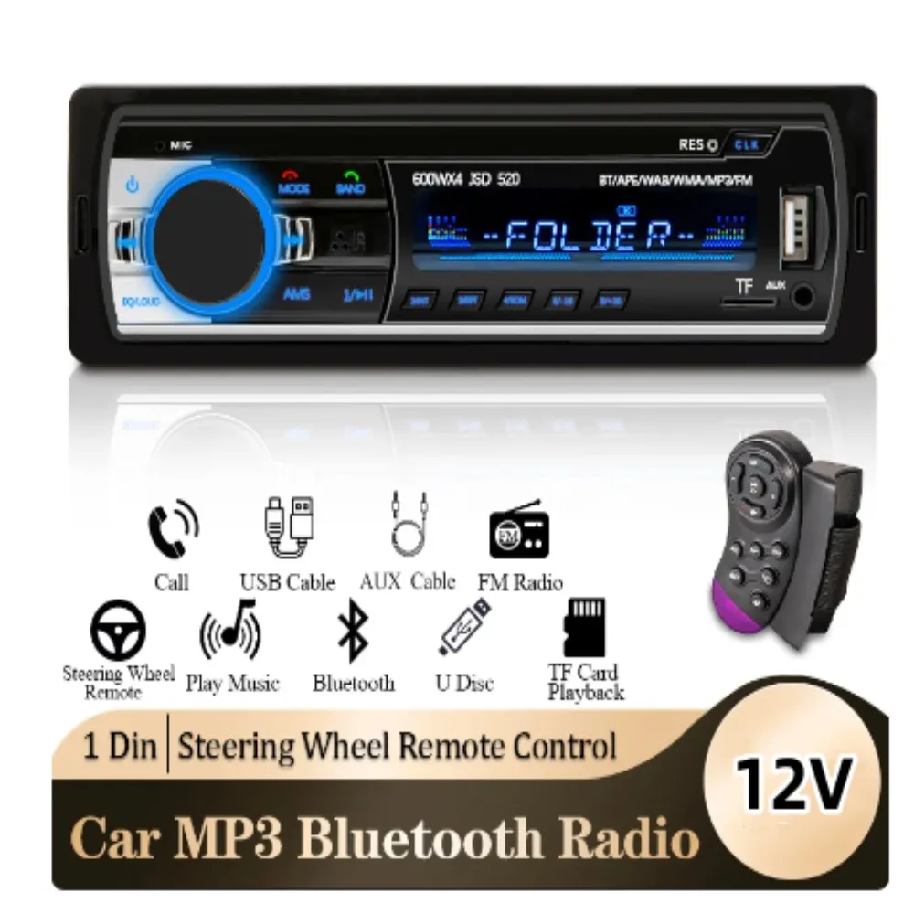 Auto radio 1 lettore stereo stereo digital bluetooth auto mp3 player 60wx4 fm radio stereo audio music usb/sd con in dash aux input