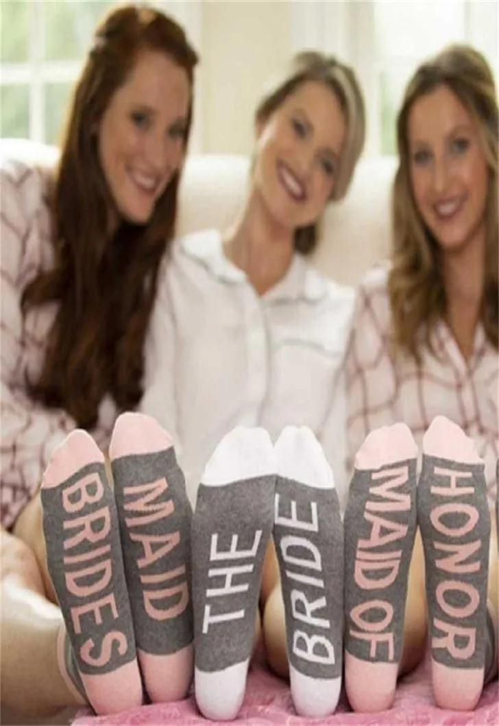 The Bride Maid of Honor Brides Socks Mid Level Crew Winter Socks Women Bridesmaid Sock Bridal Comples Wedding Clothing Tikt6262934