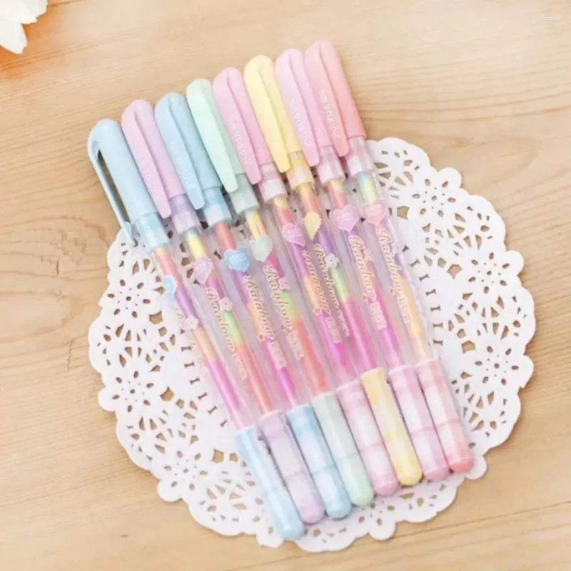 Pièce mignonne marqueur de texte de bonbons gel stylo changement 7 couleurs papeterie