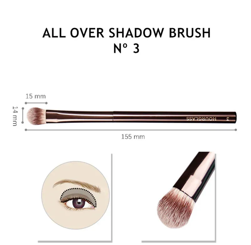 HG ALL OVER SHADOW BRUSH No.3 - Metal dark-bronze Handle Base Eyeshadow MAKEUP Cosmetics Blend Brush Tool