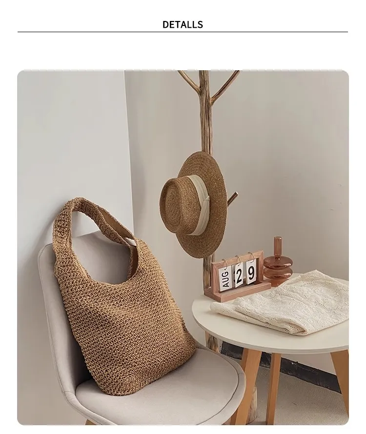 Bohemian Wicker Rattan Shoulder Bag - Summer Straw Tote for Women ...