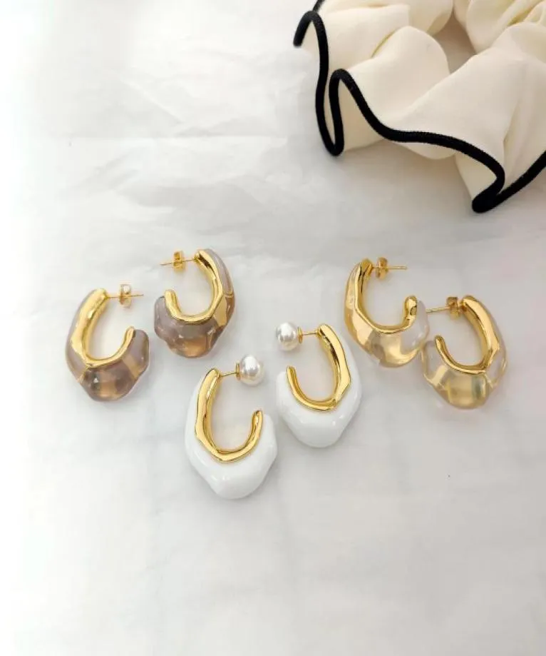 Boucles d'oreilles de cerceau géométriques en suspens pour femmes simples en résine Earge vintage bijoux de mode punk multicolore énorme oreille 1023807