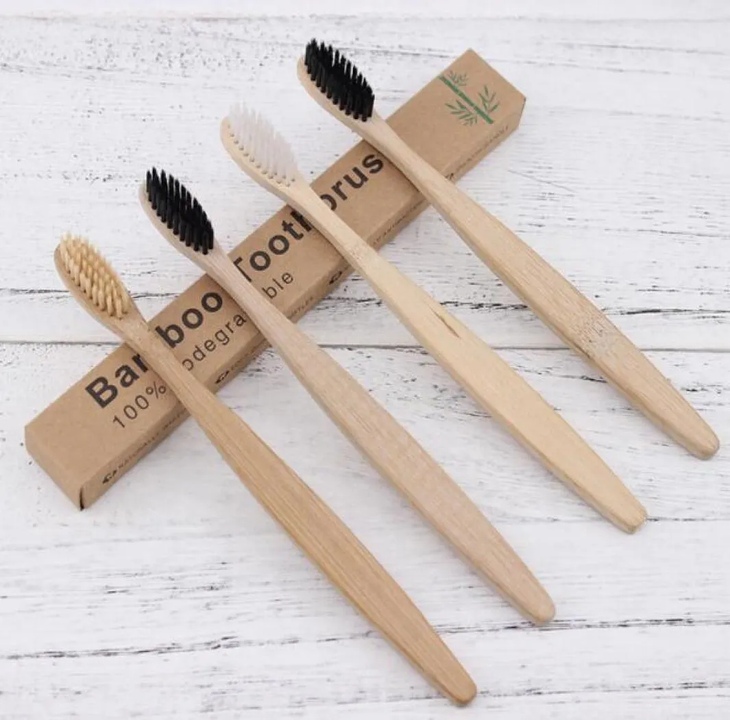 MOQ 20st Natural Pure Bamboo Tandborste Portable Soft Hair Tooth Brush Eco Friendly Borstes Oral Cleaning Care Tools6526477