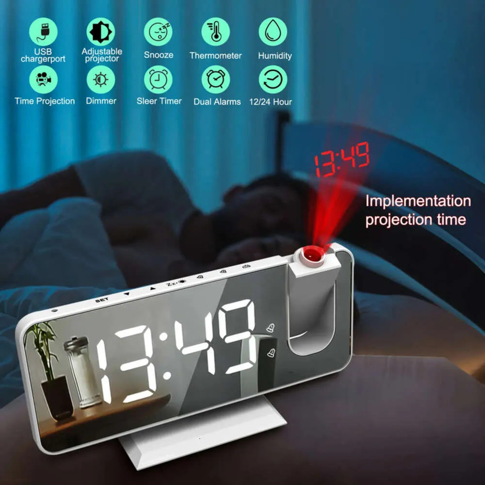 LED Radiobordsklockor Desk FM Digital Smart Alarm Clock Watch Electronic Desktop USB Vakna med 180 Time Projection Snooze 230531 TOPP