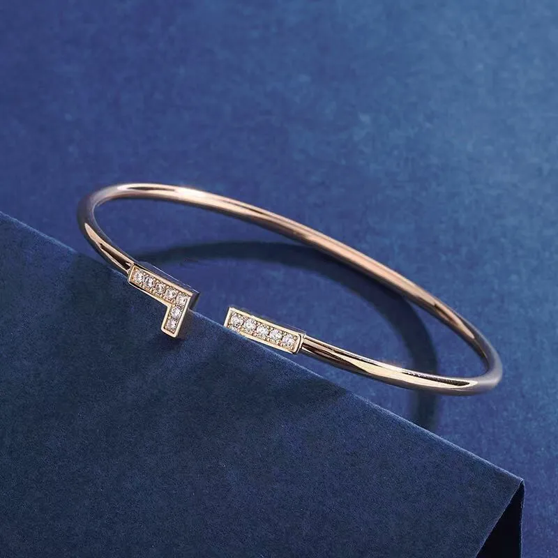 pulseira de diamante pulseira de pulseira de pulseira de tênis de tênis 14k Double T em forma de pulseira feminina designer de judeu para mulheres pulseira de bracelete de bracelete de ouro mulher