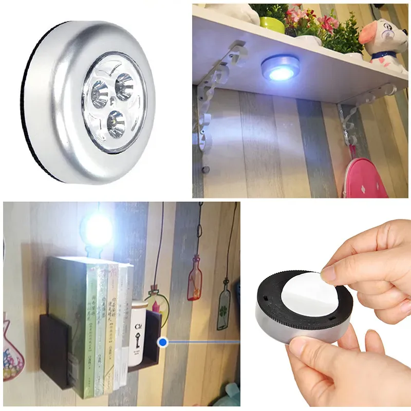 Touch Cabinet Lights Kitchen LED Night Light Sensor Battery Powered Bedside Emergency Lamps Home Decor Wardrobe Bedroom Stairs Closet Lighting