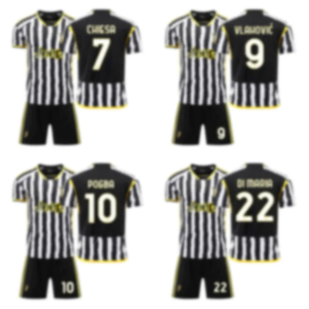 Soccer sets / Tracksuits 24 Juventus Home Football Jersey Hovic 9 Di Maria Training Match Team Kit Imprimé