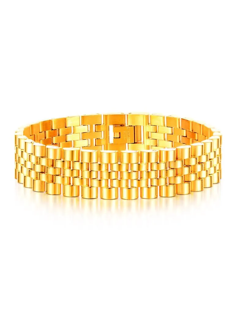 Bracelets bracelets pour hommes bijoux Sliver Golden Black Watch chaîne en acier inoxydable hanche pop mâle bracettes Bangles Boys Anniversaires Gift7918694