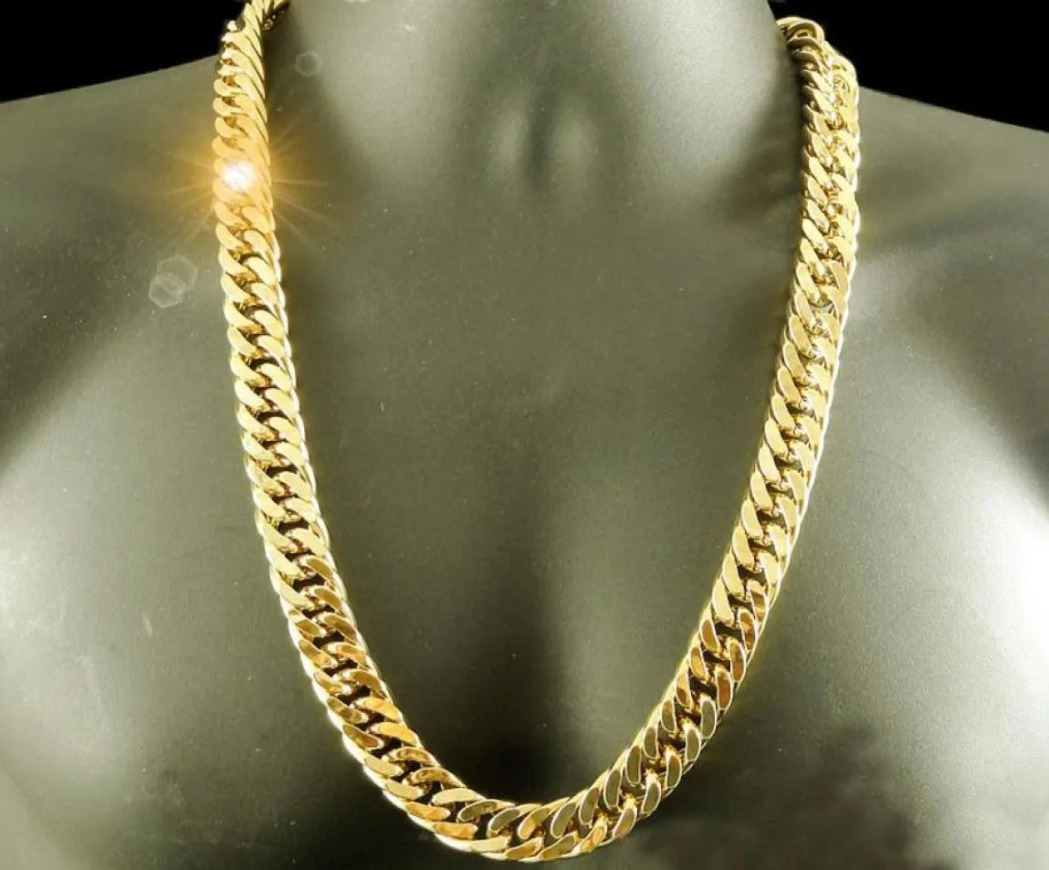 24K Real YELLOW GOLD FINISH SOLID HEAVY 11MM XL MIAMI CUBAN CURN LINK NECKLACE CHAIN Packaged Unconditional Lif7427902