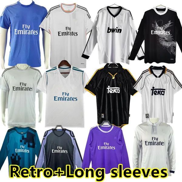 Camisas de futebol de futebol de futebol de futebol de futebol real do Real Madrid Guti Ramos Seedorf Carlos 1996 97 98 99 2000 13 14 15 16 17 18 Ronaldo Zidane Raul Finals Kaka Real Madrids