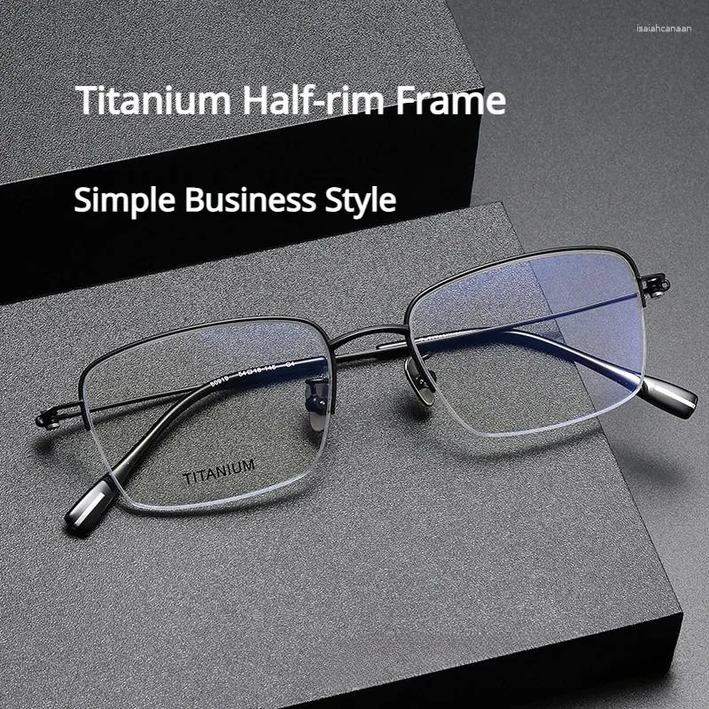 Lunettes de soleil Frames Titanium Eyeglasse Half-Rim Frame Business Square Design Minimalic Clace Support Myopia Lens Fashion Lunes