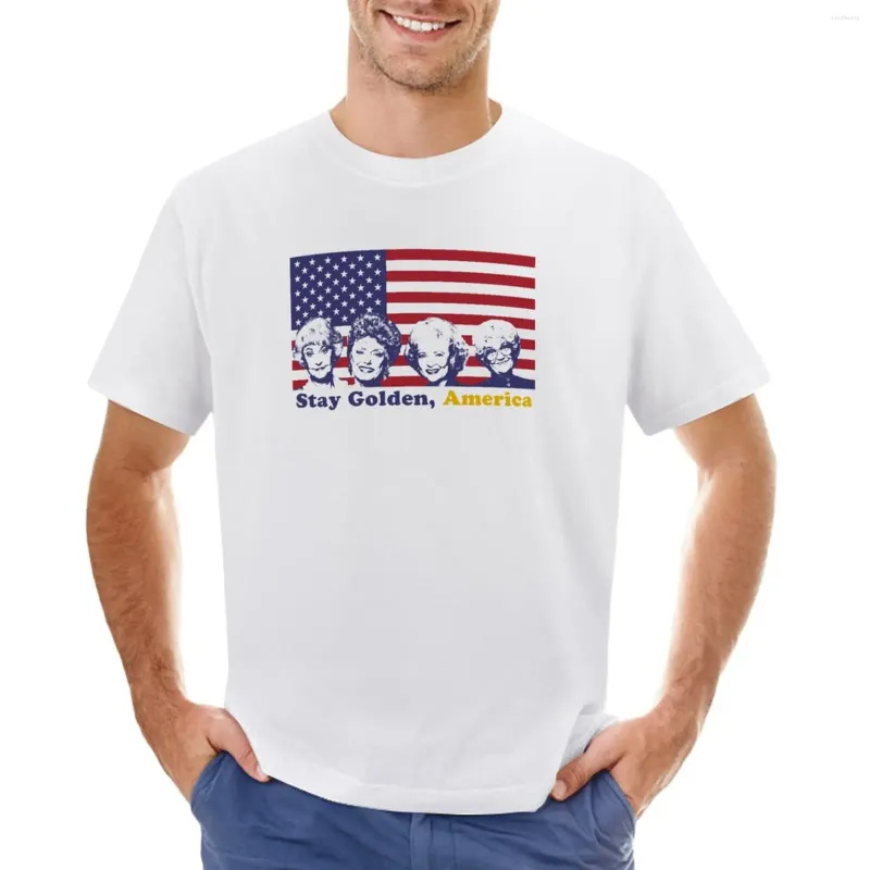 Men's Polos Stay Golden America T-Shirt Shirts Graphic Tees Short Sleeve Tee Men T