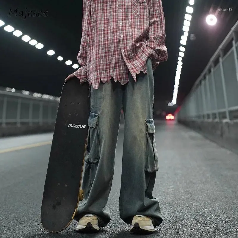 Conception de poches de jeans pour hommes pour hommes à toute longueur chic chic Hip Hop Korean High Street Fashion Spring Retro Retro All-Match quotidiennement