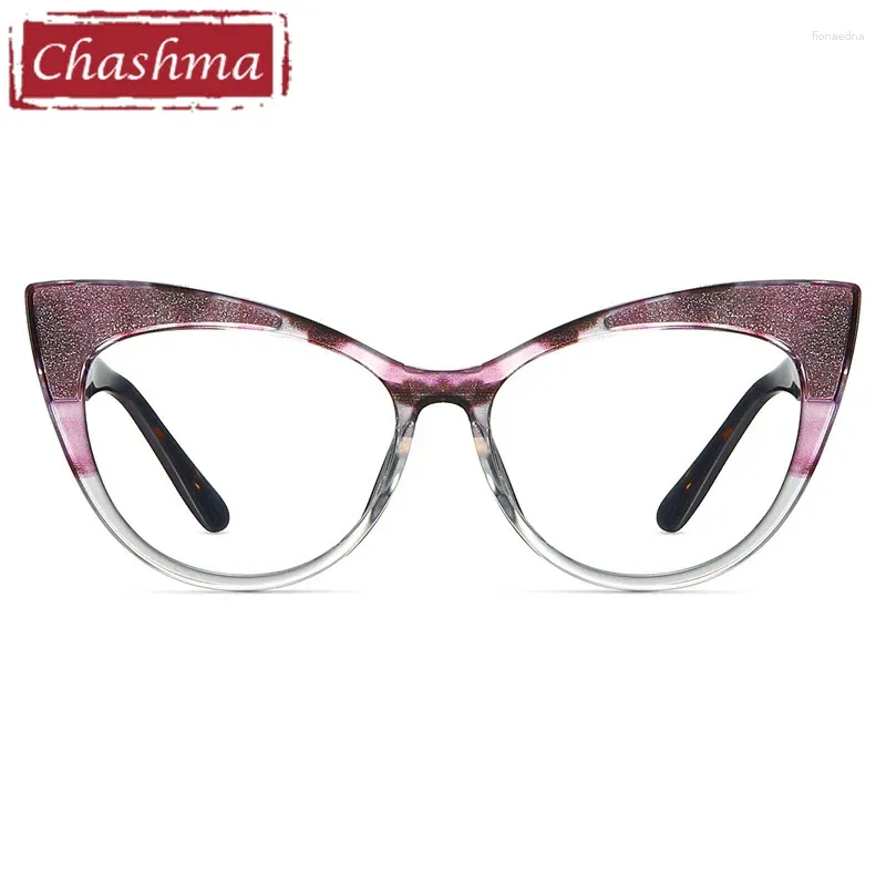 Sunglasses Frames Chashma Fashion Cat Eye Eyeglasses Optical Transparent Lens Designer TR 90 Light Women