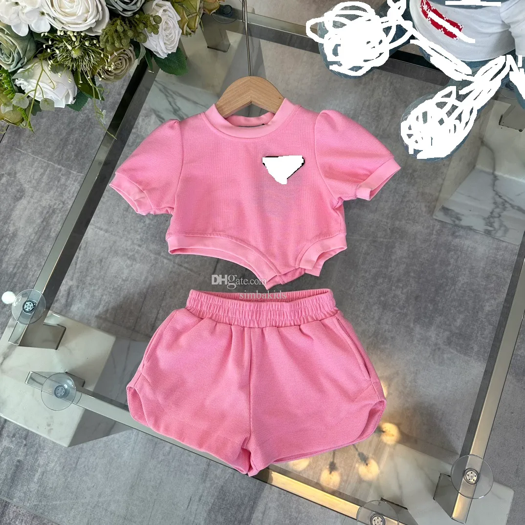 Prad2024 Nuovi vestiti estivi piccoli abiti da bambino una ragazza di compleanno di una bambina Brand Designer Brand Abbigliamento per bambini Regalo di compleanno in due pezzi