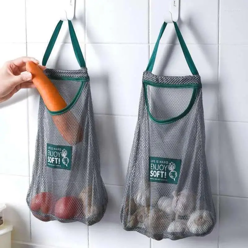 Stume di stoccaggio portatili in rete riutilizzabile cucina da cucina frutta vegetale per la drogheria lavabile organizzatore a sospensione vuota