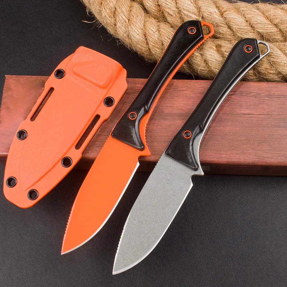 Nieuwe klassieke BM 15201 Rechte mes S90V Stone Wash Drop Point Blade Volledige Tang G10 Handgreep Outdoor Camping Hiking Hunting Fixed Blade Messen met Kydex