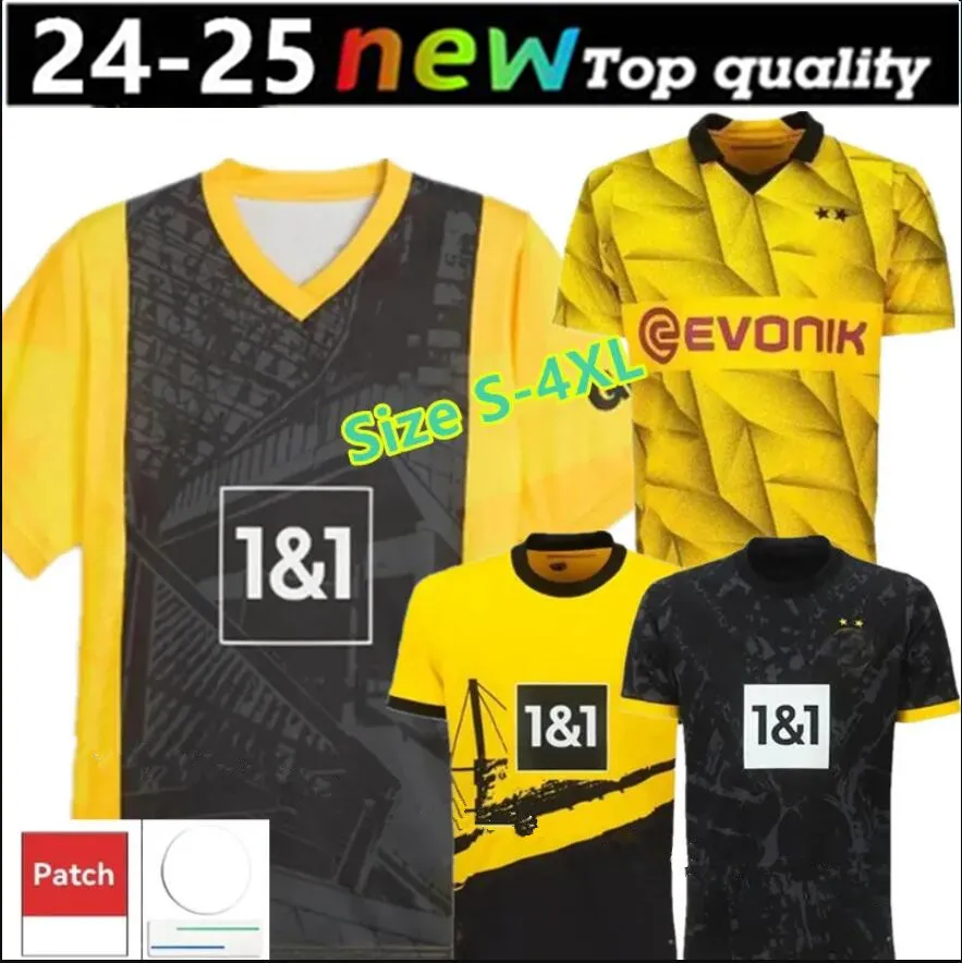 Dortmunds 23 24 Kit infantil de Jerseys de futebol quarto 4º especial Sancho 2023 2024 Cup Trikot 50º aniversário Camisa de futebol para casa fora do terceiro haller Reus Moukoko Brandt Conjuntos