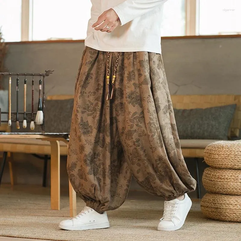 Calça masculina Corduroy Men Harajuku Casual estilo elástico da cintura Sweatpante Woman Wide Leg Streetwear Big Size 5xl