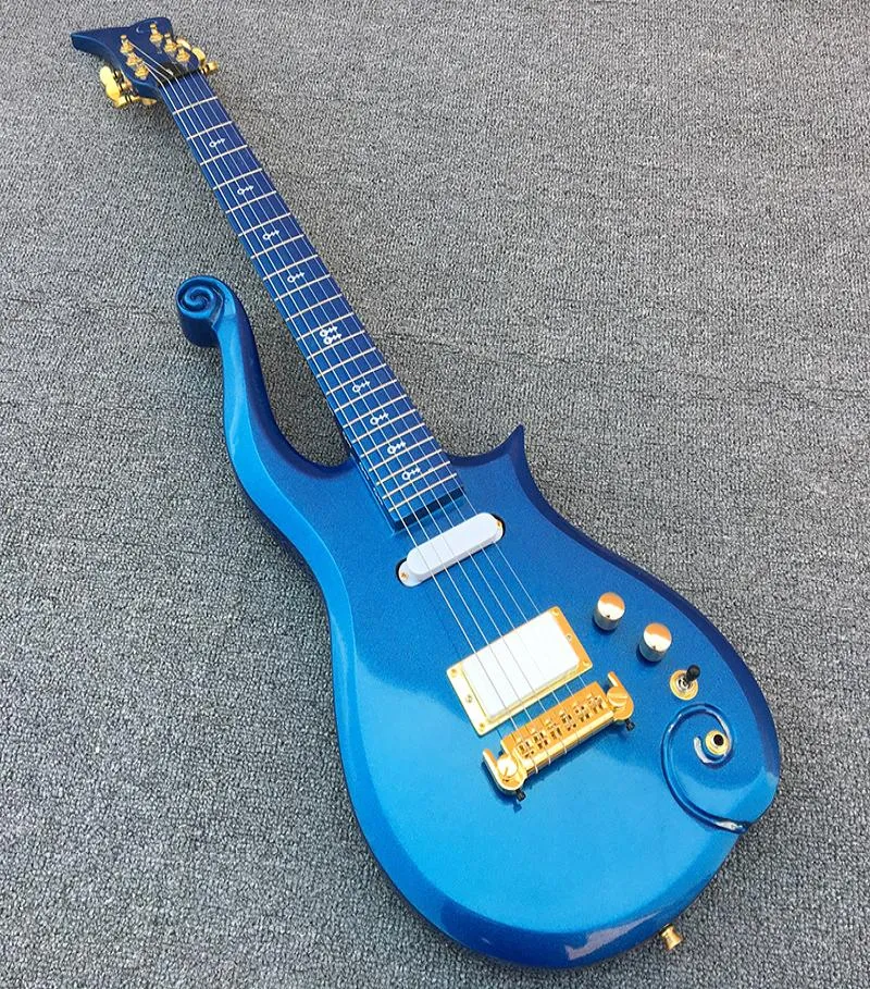 2019 Diamond Series Metallic Blue Prince Cloud Guitare Guitare Corps Maple Neck Wrap à l'aroundage Arrond Taid Tail Incrust White 8126647