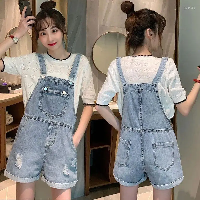 Kvinnors jeans 2024 Spring Autumn Blue Shorts for Women Girl Overalls Jumpsuit Pants Rompers Vintage Y2K Clothing