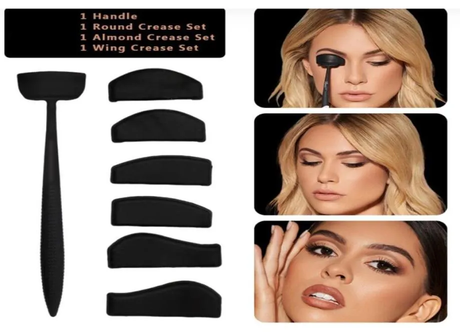 Eye Shadow 6 In 1 Silicone Eyeshadow Stamper Crease Line Kit Stencil Fixer Stamp Black6047997