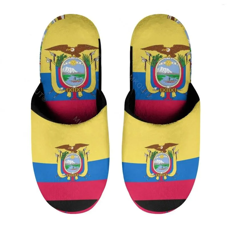 Slippers Equator Flag (15) Coton chaud pour les hommes Femmes Femmes épaisses Soft Soft Solap Fluffy Chaussures en cuir de maison intérieure