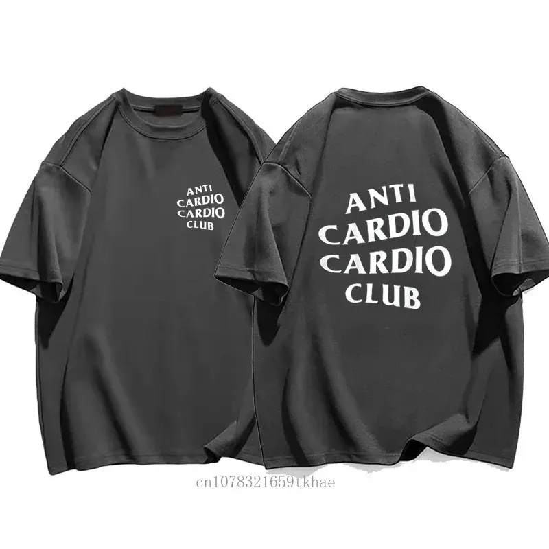 Männer Kleidung plus Größe Anti -Cardio Club T -Shirt Fitnessstudio Lebensbrief T -Shirt Cotton T -Shirt für Frauen übergroß