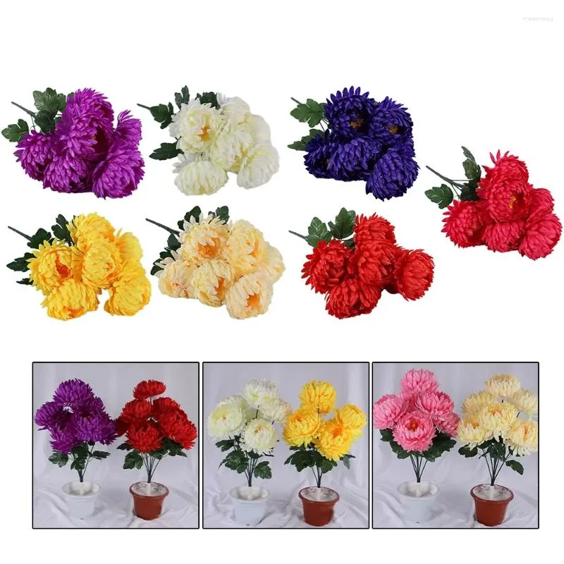 Kwiaty dekoracyjne 1PC sztuczna ofiara kwiatowa Chrysantemum Bud Decorations Akcesoria