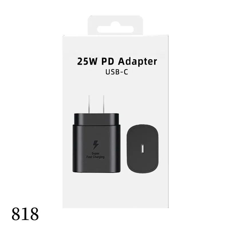 OEM Quality 25W PD USB C Snabbladdning 20W Power Wall Snabbladdning Adapter US EU Plug för Samsung Charger Galaxy S21 5G S20 S10 Obs 20 10 A71 A70S A80 M51 818DD